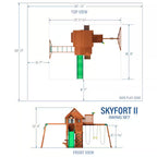 Skyfort II Outdoor Playground Set W/ Monkey Bars, Upper Fort, Crow'S Nest, Belt Swing Set, Picnic Table, and Rockwall