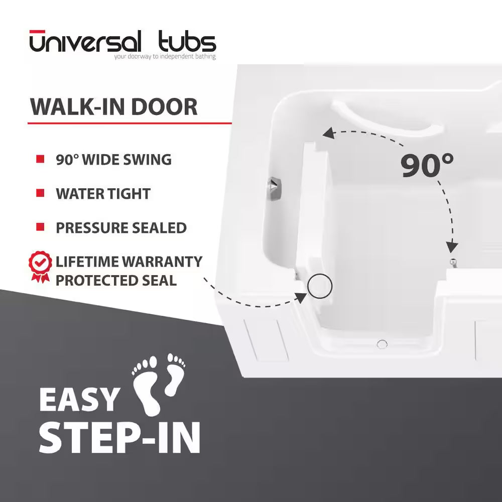 HD Series 60 In. Left Drain Step-In Walk-In Soaking Bath Tub with Low Entry Threshold in White