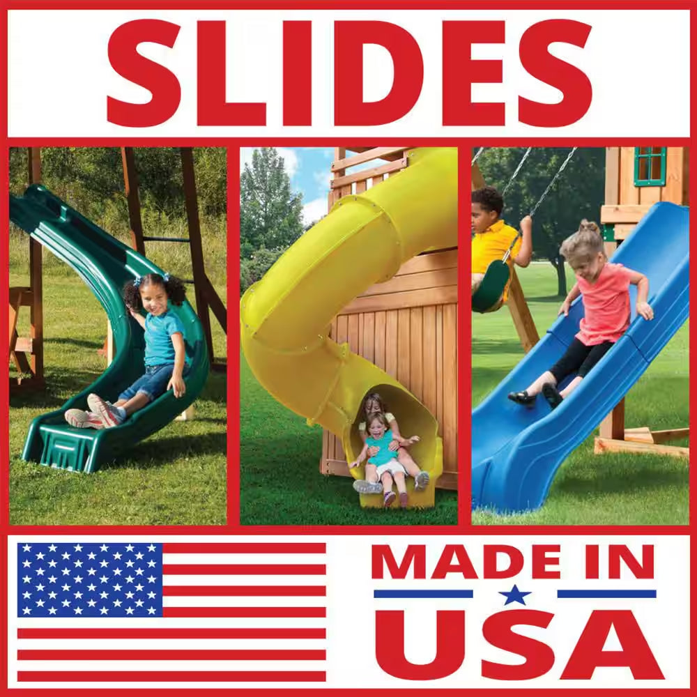 DIY Knightsbridge Wooden Outdoor Playground Set with Slide, Rock Wall, Sandbox, Swing Set, and Playground Equipment