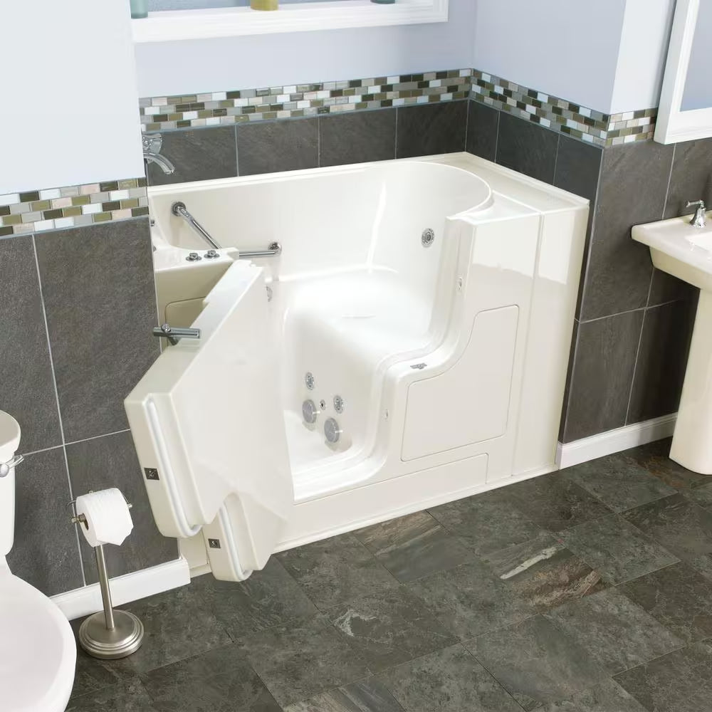 Gelcoat Value Series 52 In. Left Hand Walk-In Whirlpool Bathtub with Outward Opening Door in Linen