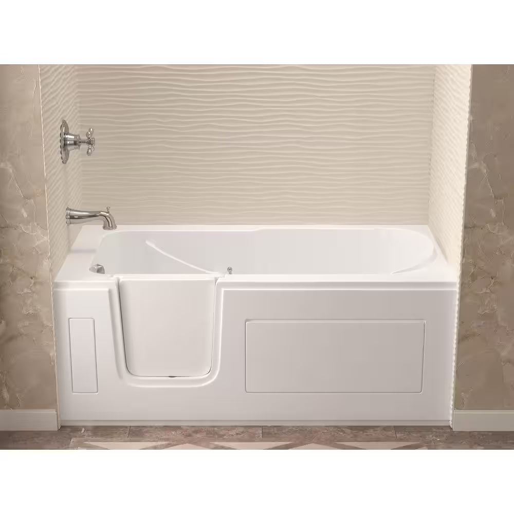 HD Series 60 In. Left Drain Step-In Walk-In Soaking Bath Tub with Low Entry Threshold in White