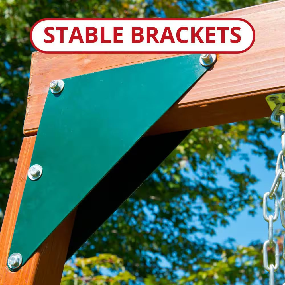 DIY Knightsbridge Wooden Outdoor Playground Set with Slide, Rock Wall, Sandbox, Swing Set, and Playground Equipment