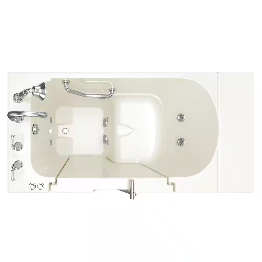 Gelcoat Value Series 52 In. Left Hand Walk-In Whirlpool Bathtub with Outward Opening Door in Linen