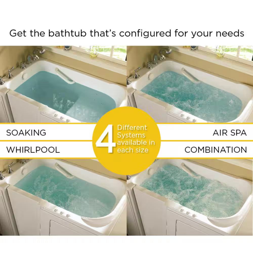 Gelcoat Value Series 52 In. Left Hand Walk-In Whirlpool Bathtub with Outward Opening Door in Linen