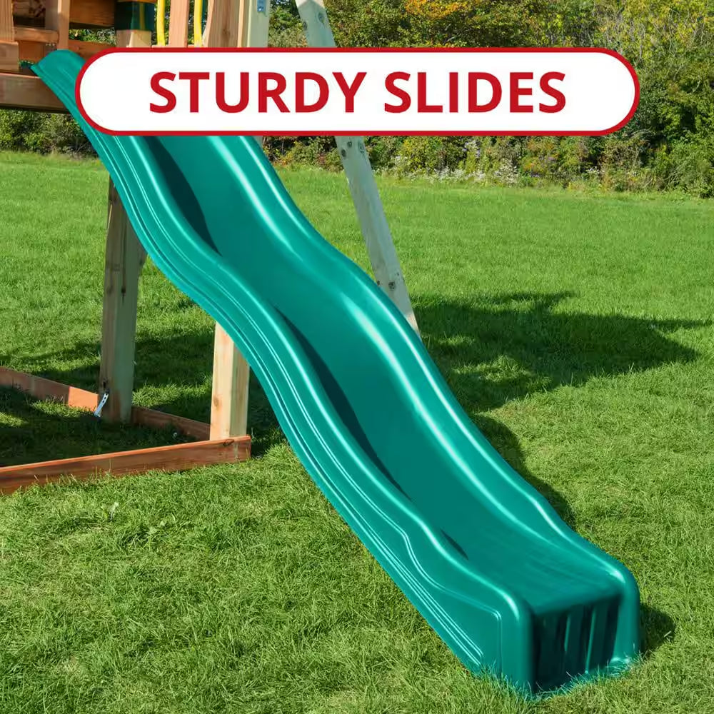 DIY Knightsbridge Wooden Outdoor Playground Set with Slide, Rock Wall, Sandbox, Swing Set, and Playground Equipment
