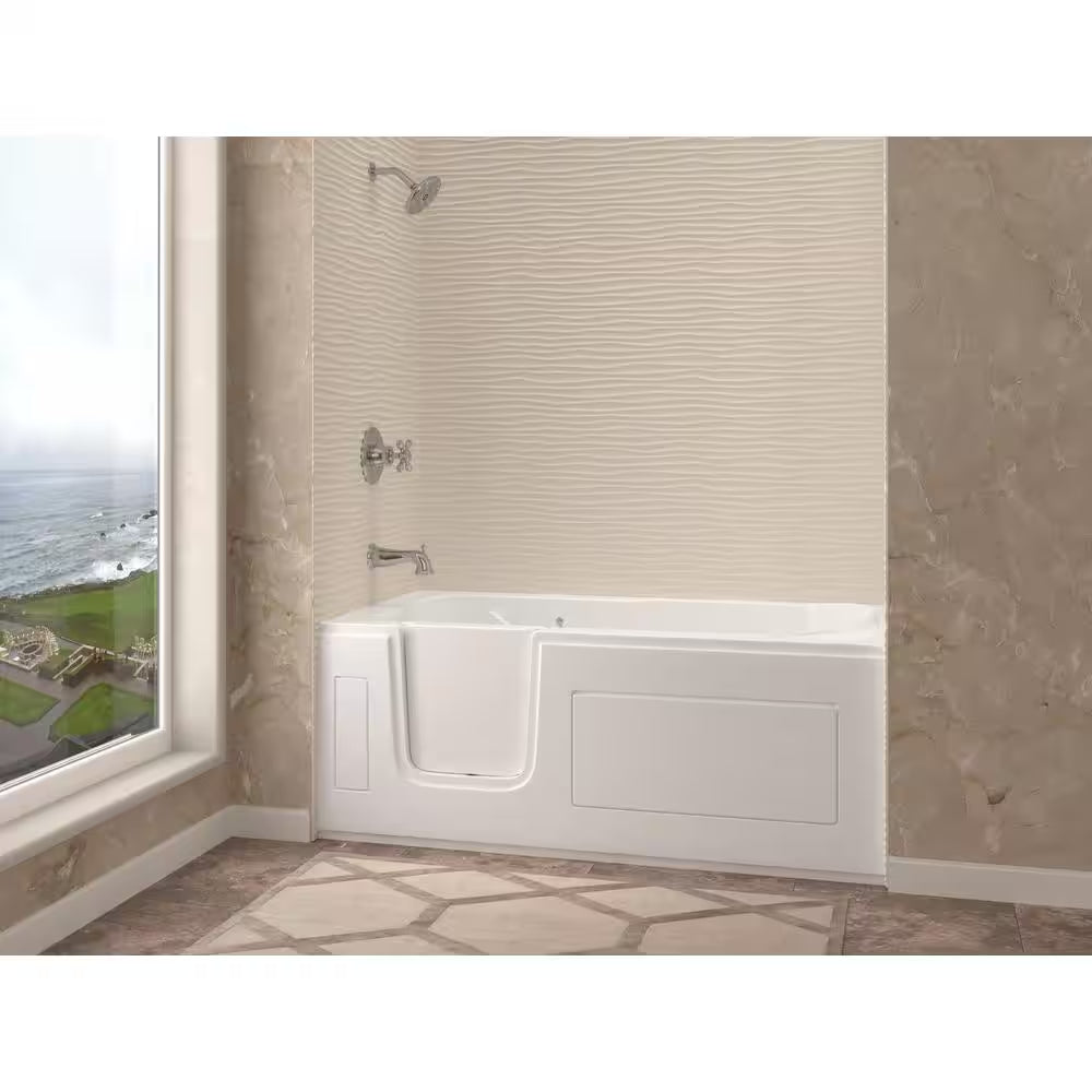 HD Series 60 In. Left Drain Step-In Walk-In Soaking Bath Tub with Low Entry Threshold in White