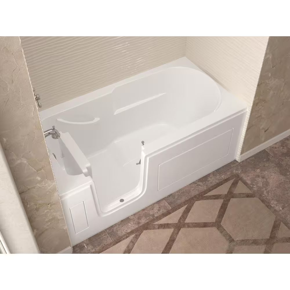 HD Series 60 In. Left Drain Step-In Walk-In Soaking Bath Tub with Low Entry Threshold in White