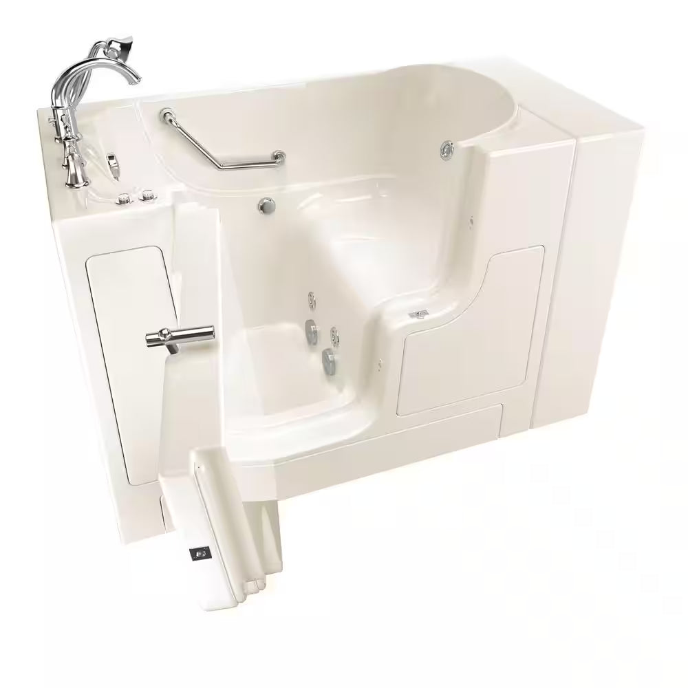 Gelcoat Value Series 52 In. Left Hand Walk-In Whirlpool Bathtub with Outward Opening Door in Linen