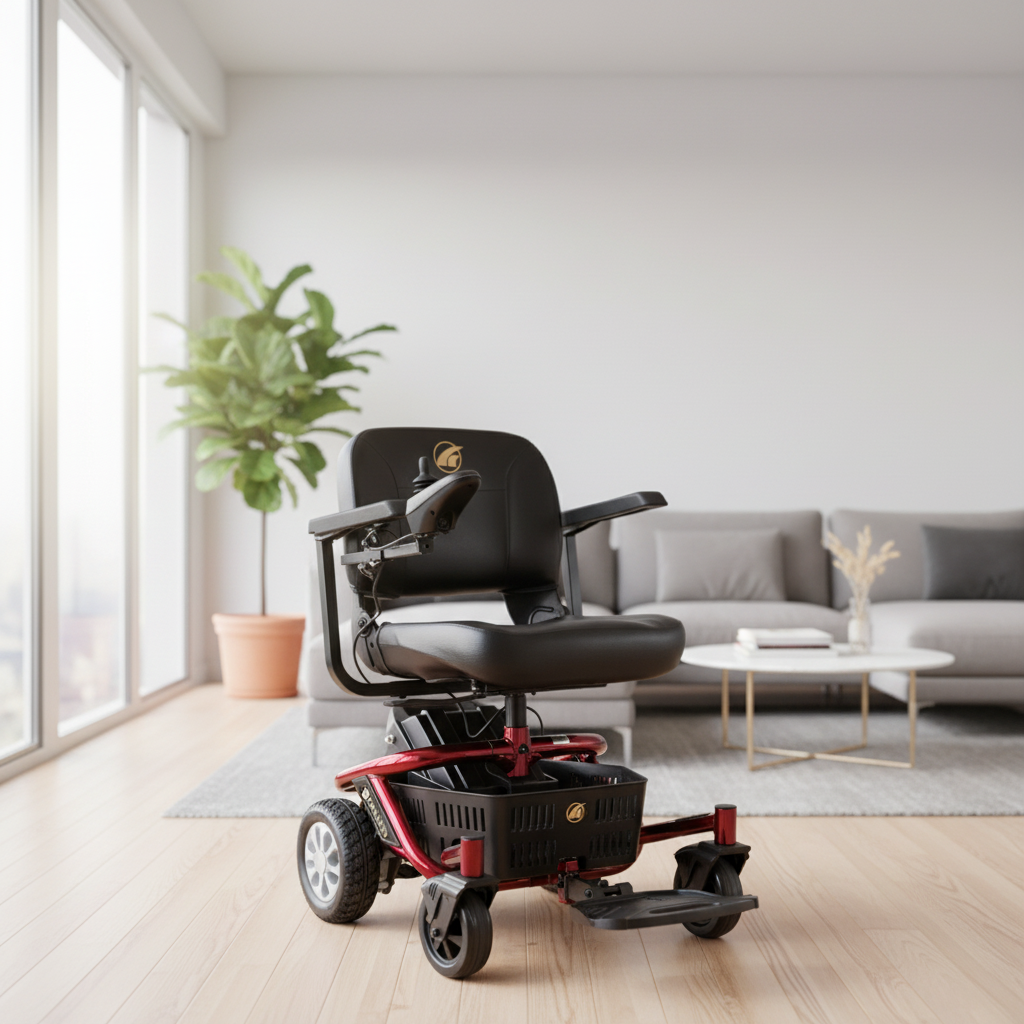 New Literider Envy Power Wheelchair, Red, 17-Inch Seat