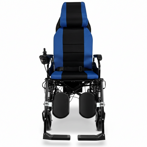 2021 Reclining Ultra Lightweight 18 Inch Wide Seat, Foldable Motorized Electric Power Wheelchair Travel Safe Heavy-Duty Wheelchair (18 Inch Seat Width) (Blue)