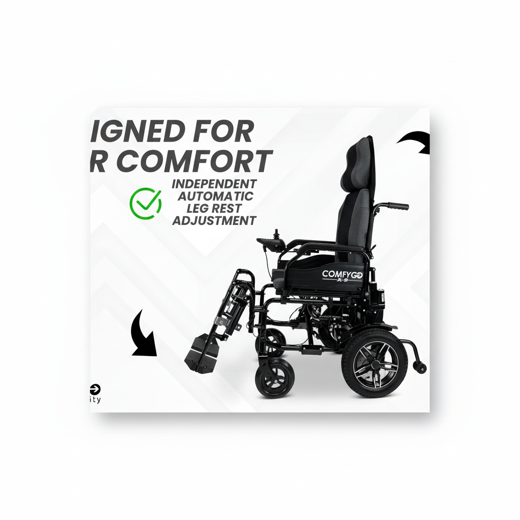 2021 Reclining Ultra Lightweight 18 Inch Wide Seat, Foldable Motorized Electric Power Wheelchair Travel Safe Heavy-Duty Wheelchair (18 Inch Seat Width) (Blue)