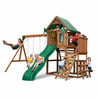 DIY Knightsbridge Wooden Outdoor Playground Set with Slide, Rock Wall, Sandbox, Swing Set, and Playground Equipment